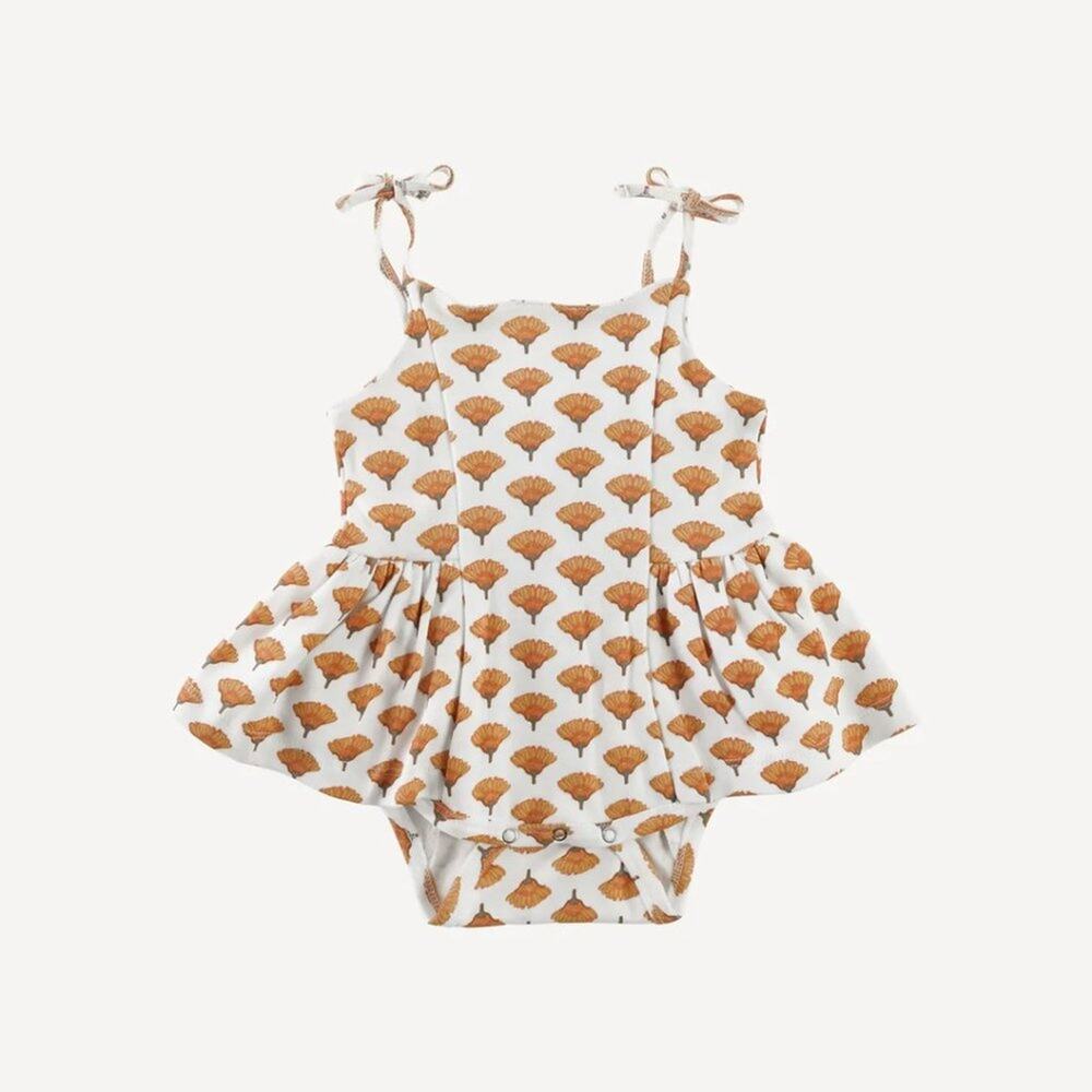 NWT Kate Quinn Spaghetti Tie Ballerina Bubble Marigold 3-6m